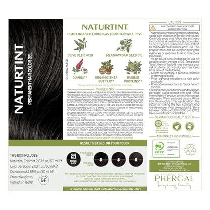 Naturtint 2N Brown Black Permanent Hair Color (Pack of 6), Ammonia Free, Vegan, Cruelty Free, up to 100% Gray Coverage, Long Lasting Results (Packaging may vary)