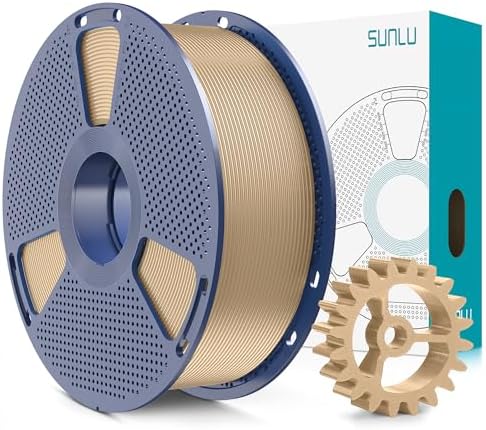 SUNLU PLA+2.0 3D Printer Filament, Upgrade PLA+ Filament 1.75mm, Tougher and Stronger, Neatly Wound Filament, Dimensional Accuracy +/-0.02mm, 1KG Spool(2.2lbs), Oak Wood
