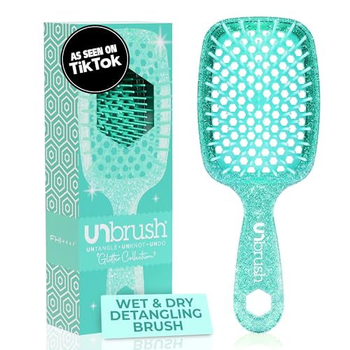 FHI Heat UNbrush Detangling Brush for Pain-Free Brushing on All Wet or Dry Hair Types — Durable DuoFlex Anti-Static Bristles, Lightweight Handle, Vented Hair Brush
