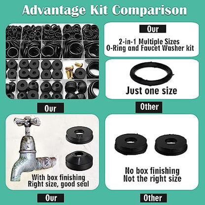 28 Size 560 Pcs Faucet Rubber Washers Kit and SAE O Ring Assortment Set for Assorted Plumbing Faucet Sealing Repair