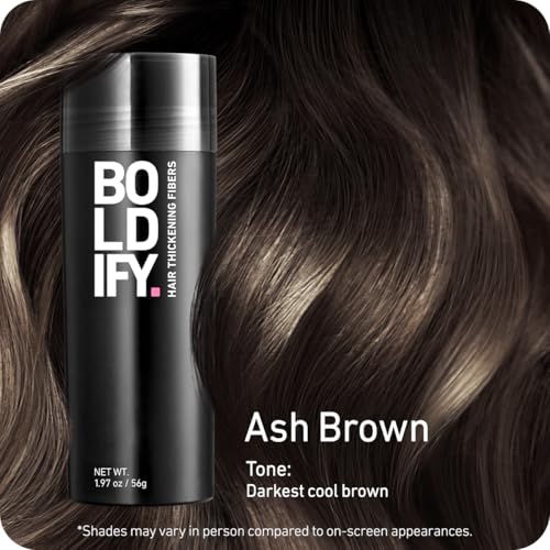 BOLDIFY Hair Fibers (56g) - Fill In Thinning and Fine Hair for an Instantly Fuller, Thicker Look - 14 Shades for Women & Men - Ash Brown