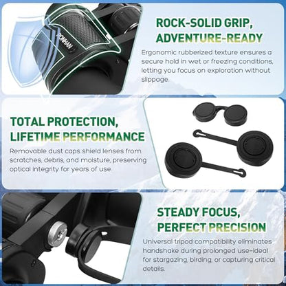 Binoculars for Adults High Powered, 20 x 50 Compact Military HD Large View Binoculars for Bird Watching Travel Hunting Cruise Outdoor Sports with Carrying Case & Strap