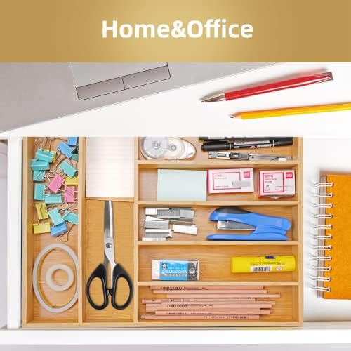 Silverware Organizer Kitchen Drawer Organizer Utensil Organizer Bamboo Silverware Holder Cutlery Organizer in Drawer Flatware Organizer Tray(7 slots, Natural