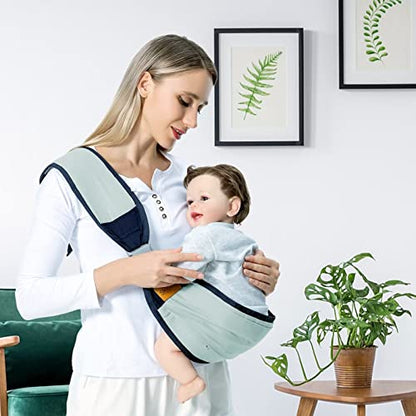 Baby Sling Carrier, Baby Carrier Newborn to Toddler(7-45lbs), Toddler Carrier with Safety Buckle, One Shoulder Adjustable Shoulder Strap, One Size Fits All, Green