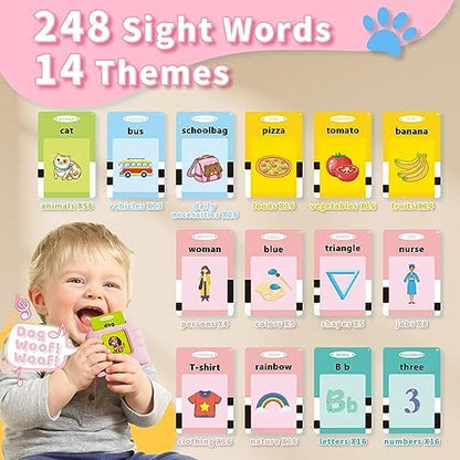 Toddler Toys Talking Flash Cards for 1 2 3 4 5 6 Year Old Boys and Girls, Autism Sensory Toys for Autistic Children, Learning Educational Montessori Speech Therapy 248 Sight Words Kids Gifts