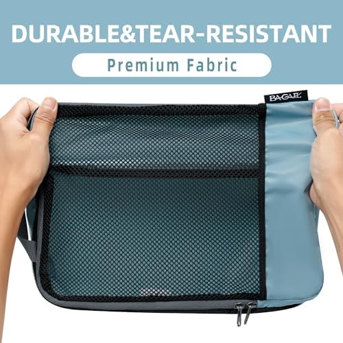 BAGAIL 4 Set/6 Set/8 Set Compression Packing Cubes Travel Accessories Expandable Packing Organizers (Half Mesh, 6-Dusty Blue)