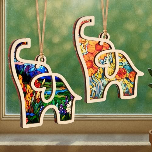 Friendship Elephant Easter Ornament with Story Card, Friendship Gifts for Women Tribe, Heartfelt for Best Friends Sisters, Sisterhood Special Bond Decor (Set 2 Suncatcher)