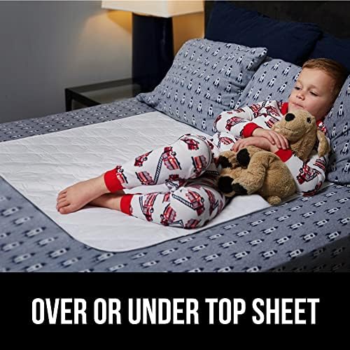 GORILLA GRIP Washable Underpads, Waterproof Reusable Heavy Absorbency Incontinence Bed Pads, Leak Proof Toddler Mattress Pad, 52x34 Slip Resistant Protector for Bedwetting, Adults and Kids, White