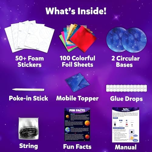 Skillmatics Foil Fun Solar System - Space Art & Craft Kit for Kids, Mess-Free Fun, Creative Activity, DIY Decor, Gifts for Boys & Girls Ages 4, 5, 6, 7, 8, 9, 10, 11, 12