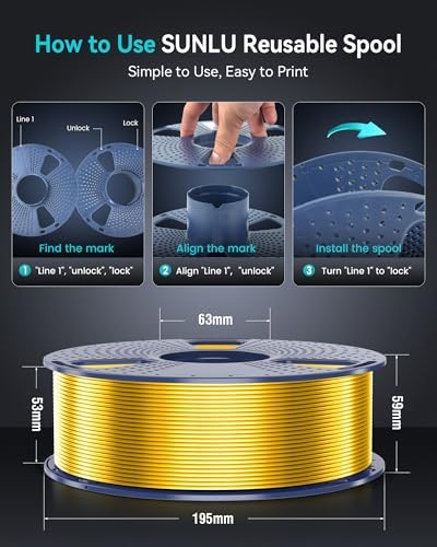 SUNLU 12KG 3D Printer Silk PLA Filament Bundle, Silk Filament 1.75mm+/- 0.02mm, 1KG Spool(2.2 LBS), Total 12KG, Light Gold+Silver+Black+White+Grey+Red+Blue+Green+Orange+Pink+Purple+Red Copper