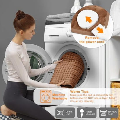 Heating Pad-Electric Heating Pads for Back,Neck,Abdomen,Moist Heated Pad for Shoulder,Knee,Hot Pad for Arms and Legs,Dry&Moist Heat & Auto Shut Off(Brown, 12''×24'')