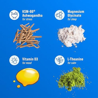 Supercalm Drink Mix - Ashwagandha KSM 66, Magnesium Glycinate, L-Theanine, Vitamin D3 - Ashwagandha Root Extract, Magnesium & L-Theanine Supplement - Focus & Support (30 Servings)