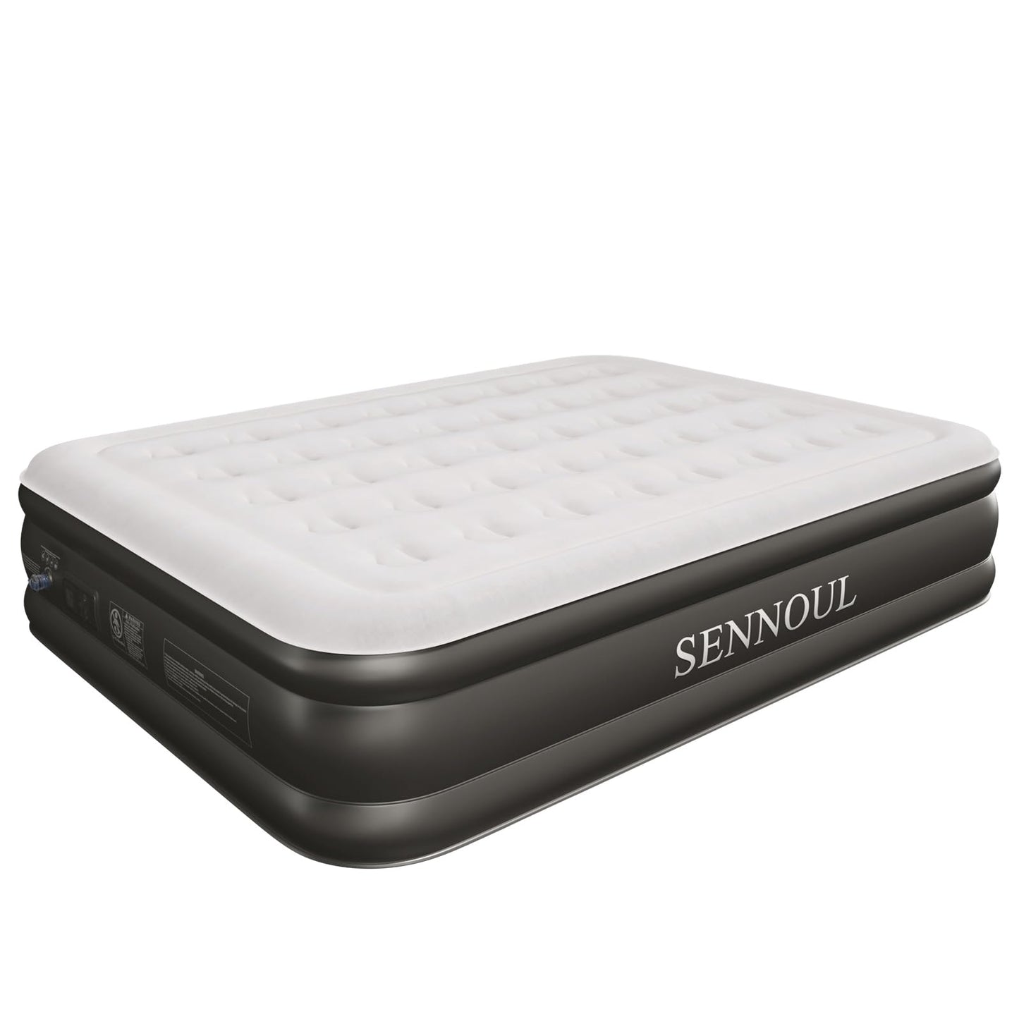 SENNOUL Air Mattress Queen with Built in Pump - Upgraded Blow Up Bed,2 Mins Quick Self Inflatable and Deflate, 18"/650lbs Max, Strong Support, Flocked Top, Puncture Resistant, for Camping,Home,Guests