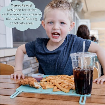 Silicone Non-Slip Placemat | Teething Edge Bumper/Spill Stopper for Babies, Toddlers & Kids | Dishwasher Safe, Travel Ready for Restaurant Meal & Activity Mat | BPA Free (Sage Green)
