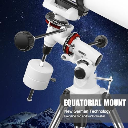 Telescope 150EQ Astronomical Reflector Telescopes for Adults,Professional Manual Equatorial Telescope for Beginners.Comes with 2X Barlow Lens Phone Adapter,Stainless Tripod and Moon Filter