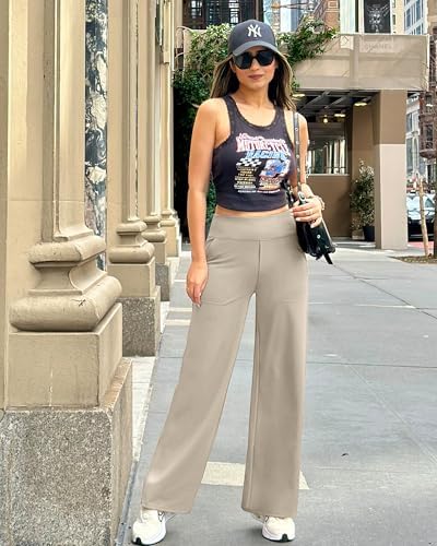 G4Free Yoga Pants Women Wide Leg Pants with Pockets High Waist Stretch Dress Casual Sweatpants Petite/Regular/Tall