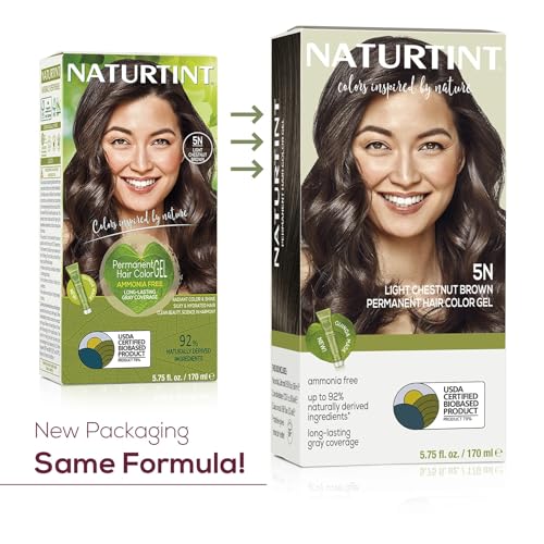 Naturtint 5N Light Chestnut Brown Permanent Hair Color (Pack of 6), Ammonia Free, Vegan, Cruelty Free, up to 100% Gray Coverage, Long Lasting Results (Packaging may vary)