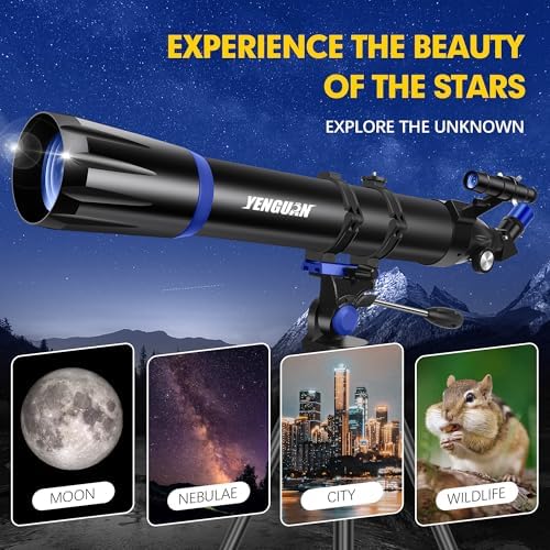 Telescope, 90mm Aperture 800mm-Telescope for Adults & Kids, Professional Refractor Telescopes for Adults High Powered, Beginner-Friendly, Phone Adapter & Stable Stainless Tripod, Portable Carry Bag