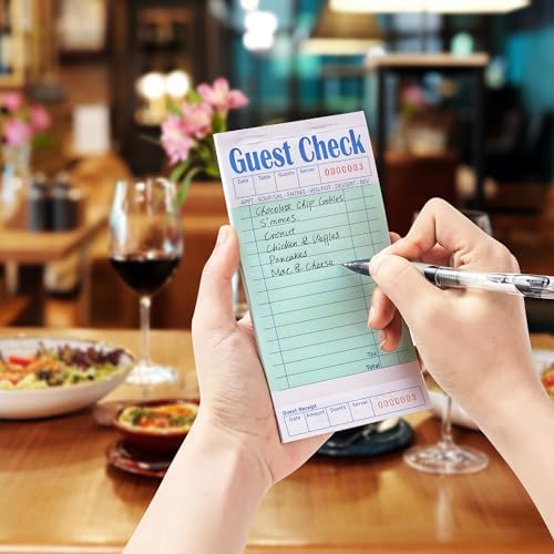 24 Pack Guest Checks Books for Servers Server Note Pads, Waitress Notepad for Restaurants, Waiter Checkbook, Paper Checks 50 Sheets/Pack, 1200 Total Tickets Green