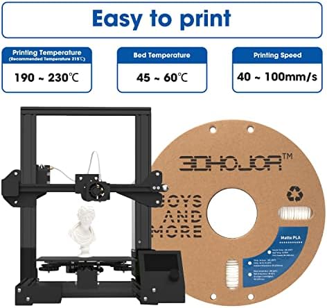 Matte PLA Filament 1.75mm, Upgrade Matte 3D Printer PLA Filament, 1KG*2 Bundle Cardboard Spool 3D Printing Filament for 3D Printers(Matte White 2Pack)