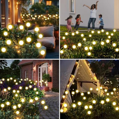 Solar Garden Lights Outdoor, 4 Pack Firefly Swaying Lights, Waterproof Garden Decor for Yard Patio Pathway Lawn, Gardening Gifts for Women Christmas Decoration