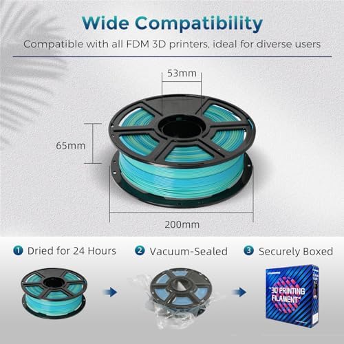 FLASHFORGE PLA Filament 1.75mm +/- 0.02mm Blue to Yellow Gradient, Smooth Color-Changing 3D Printer Filament 1kg (2.2lbs) Spool, 3D Printing Filament Easy to Use and Fits for Most FDM 3D Printers