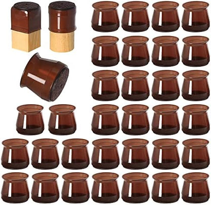32 Pcs Silicone Chair Leg Floor Protectors for Hardwood Floors, Brown Felt Bottom Chair Leg Covers, Free Moving Table Leg Covers, Stool Leg Protectors Caps（Large fit : 1.3'' - 2''）