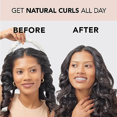 Kitsch Satin Heatless Hair Curler Set - Heatless Curls Overnight, Hair Rollers for Soft Curls & Frizz-Free Styling, No Heat Curlers To Sleep in, Curling Rod Headband with 2 Scrunchies - Ivory