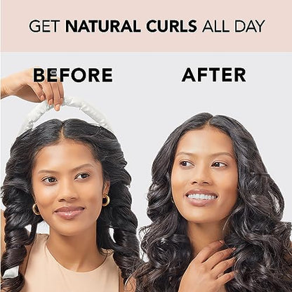Kitsch Satin Heatless Hair Curler Set - Heatless Curls Overnight, Hair Rollers for Soft Curls & Frizz-Free Styling, No Heat Curlers To Sleep in, Curling Rod Headband with 2 Scrunchies - Ivory