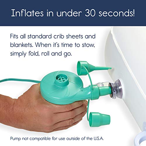 hiccapop Inflatable Toddler Travel Bed with Safety Bumpers [4-Sided] | Portable Toddler Bed for Kids | Toddler Air Mattress | Kids Air Mattress - Navy Blue