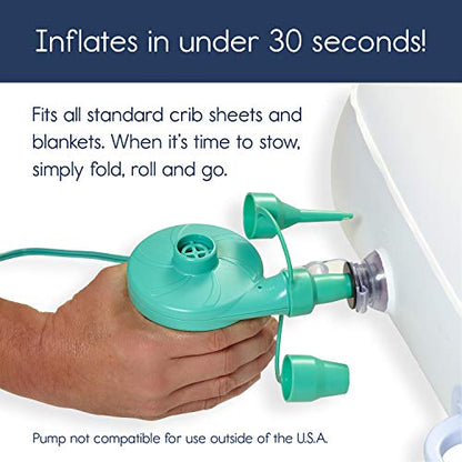 hiccapop Inflatable Toddler Travel Bed with Safety Bumpers [4-Sided] | Portable Toddler Bed for Kids | Toddler Air Mattress | Kids Air Mattress - Navy Blue