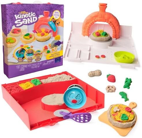 Kinetic Sand SquishPizza Playset, Rising Pizza Toy with 1lb of Play Sand & 5 Tools, Sensory Toys for Kids & Classroom, Back to School Teacher Must Haves