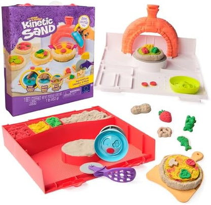 Kinetic Sand SquishPizza Playset, Rising Pizza Toy with 1lb of Play Sand & 5 Tools, Sensory Toys for Kids & Classroom, Back to School Teacher Must Haves