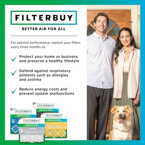 Filterbuy 16x25x1 Air Filter MERV 8 Dust Defense (12-Pack), Pleated HVAC AC Furnace Air Filters Replacement (Actual Size: 15.50 x 24.50 x 0.75 Inches)