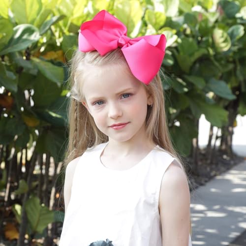 Oaoleer 40Pcs 8" Hair Bows Clips Grosgrain Ribbon Bows Hair Alligator Clips Hair Barrettes Hair Accessories for Baby Girls Infants Toddlers Kids Teens Children (8 Inch)