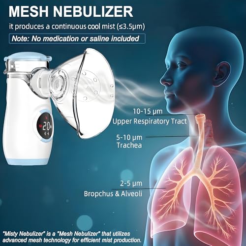 Misty Nebulizer, Portable Nebulizer with Intuitive LED Interface and Auto-Cleaning, Handheld Nebulizer for Adults Kids