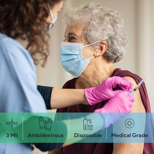 FifthPulse Fuchsia Hot Pink Nitrile Disposable Gloves - 3 Mil Nitrile - Powder and Latex Free - Surgical Medical Exam Gloves