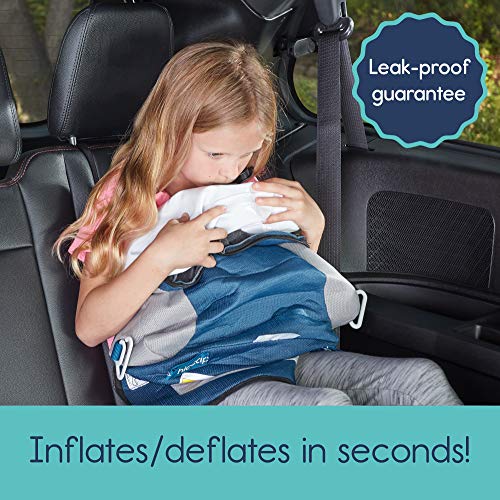 Hiccapop UberBoost Inflatable Booster Car Seat | Travel Booster Car Seat | Portable Booster Seat for Toddlers, Kids, Child (Navy/Gray)