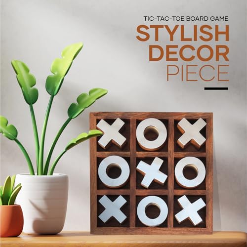 T one wooden Tic Tac Toe Game | board games for adults | Table Top Living Room Decor Fun family Games | board games for family night | board games for kids (Design-1)