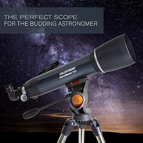Celestron – AstroMaster 102AZ Telescope – Short-Tube Refractor Telescope – Fully-Coated Glass Optics – Adjustable-Height Tripod – Bonus Astronomy Software Package