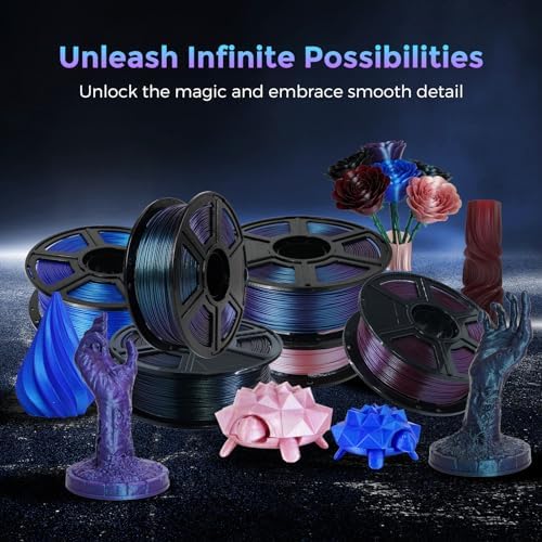 FLASHFORGE PLA Filament 1.75mm +/- 0.02mm Burnt Titanium, Color Changeable 3D Printer Filament 1kg (2.2lbs), Chameleon Changing Colors with Light, Perfectly Hide The Layer Line