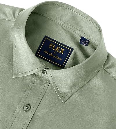 J.VER Men's Dress Shirts Solid Long Sleeve Stretch Wrinkle-Free Formal Shirt Business Casual Button Down Shirts