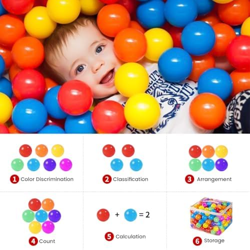 MoonxHome Ball Pit Balls for Toddlers, BPA Free Crush Proof Plastic Toy Balls for Ball Pit, Children's Pool Water Toys, Macaron Ocean Balls for Play Tent 2.15 Inch Pack of 100…