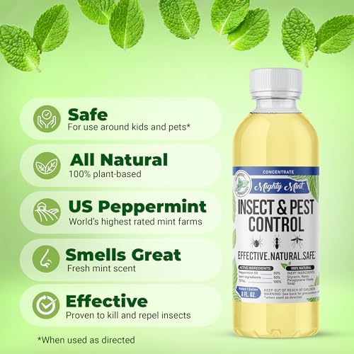 Mighty Mint Peppermint Oil Insect Repellent Concentrate– Natural Indoor & Outdoor Bug Control for Spiders, Ants, Roaches, and More – Plant-Based, Extra-Strong Formula - 8 oz