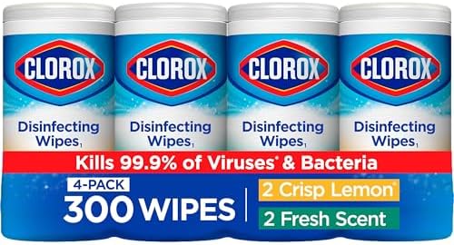 Clorox Disinfecting Wipes Value Pack, Bleach Free Cleaning Wipes, Dorm Room Essentials, 75 Count Each, Pack of 4