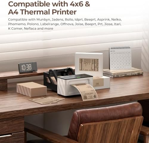 MUNBYN Brown 4"x6" Direct Thermal Shipping Labels, Commercial Grade Permanent Adhesive Fanfold Mailing Postage Label Paper for Thermal Printers and Packages, 220 Sheets per Stack