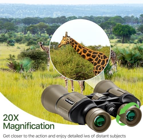 20x50 Binoculars for Adults with Smartphone Adapter - High Powered Binoculars for Bird Watching Hunting Hiking Concert Travel Theater with BAK4 Prism FMC Lens, Mud