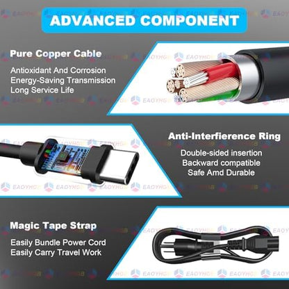 65W 45 Watt USB Type C Laptop Charger Compatible with Dell XPS 13, Latitude 5440 5540 5450 5420 7420 5520 E5440 E5430 5320 7440 5430 5530 7430 7450 Power Cord, Chromebook 3100 2in1 Computer AC Adapter