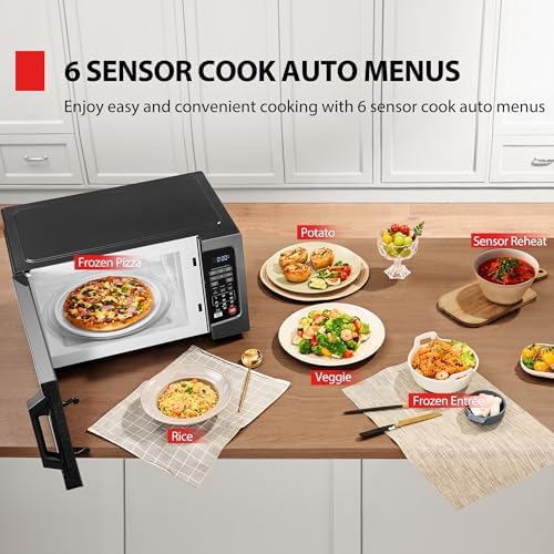 TOSHIBA EM131A5C-BS Countertop Microwave Ovens 1.2 Cu Ft, 12.4" Removable Turntable Smart Humidity Sensor 12 Auto Menus Mute Function ECO Mode Easy Clean Interior Black Color 1000W