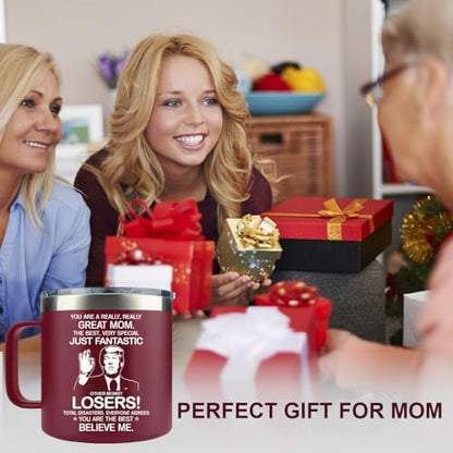 MFGNEH Mothers Day Gifts for Mom,Mom Birthday Gifts,Mother Gift for Christmas, Gift for Mama from Daughter,Son,Kids,New Moms for Women,Thank You Mother,14oz Red Tumbler Mug